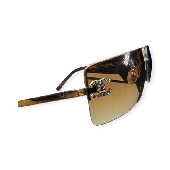 Chanel 4104-B Sunglasses Rimless Gold Frame Rhinestone c.125/13 62-15 120 VTG main image 6
